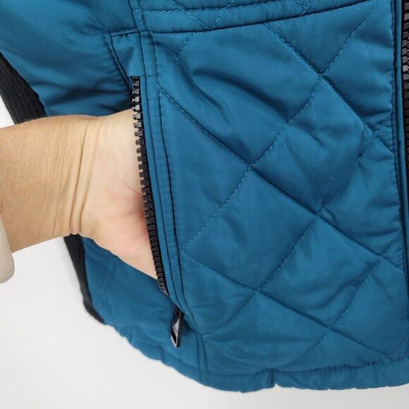 Andrew Marc Womens Teal Quilted Vest M Full-Zip Pockets Gorpcore Granola City - Picture 6 of 11